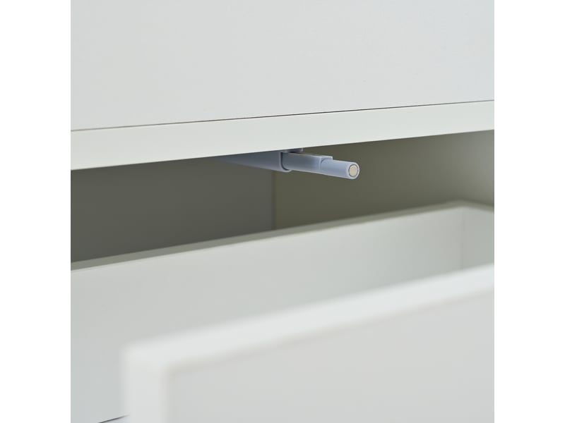 Table basse relevable avec 4 tiroirs, plateau dépliable, 100 x 50 x 52 cm, blanc et décor chêne - Conforama W