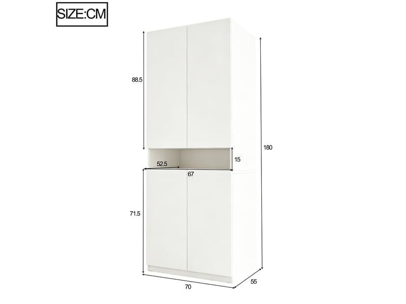  Armoire avec led blanche 70 x 55 x 180 cm en mdf, avec penderie et rangement pour une chambre organisée  - Conforama C