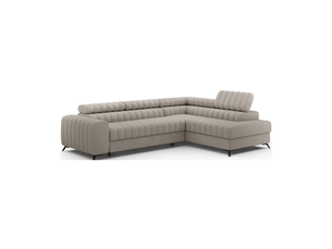 Canapé d'angle droit fixe MEUBLORAMA  5 places Polyester beige avec coffre de rangement