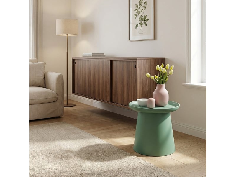  Table basse ronde en polypropylène pour salon talik - vert foncé  - Conforama B