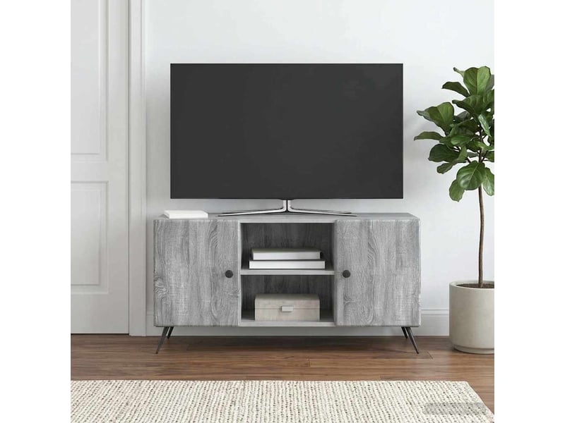  Meuble tv - banc tv - meuble de rangement 102 x 34,5 x 50 cm sonoma gris bois d'ingénierie  - Conforama D