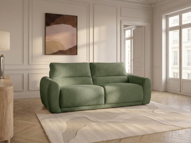  Bobochic canapé droit convertible minorque ouverture express tissu chenille vert 140x200 MINORQUE - Conforama D