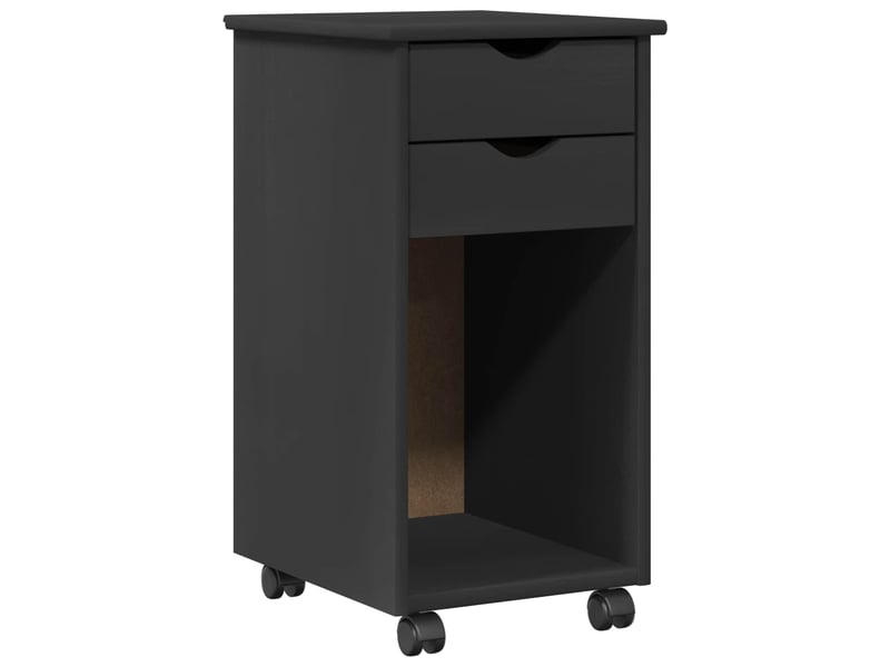  Caisson roulant de bureau, meuble de rangement 34 x 39 x 65,5 cm pin massif gris  - Conforama A