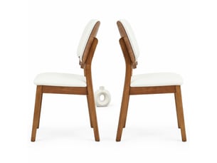 Lot de 2 chaises de salle à manger, bois, blanc, style contemporain, dossier papillon, chaise moderne, chaise de cuisine