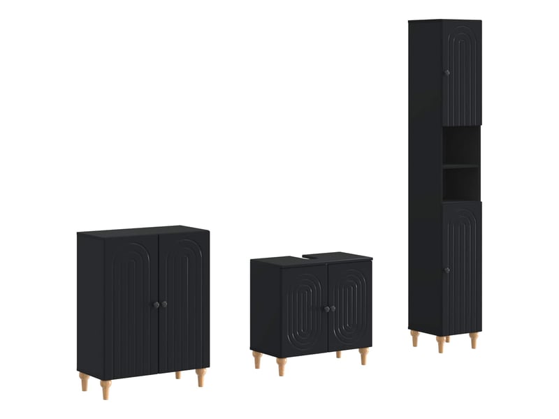  Ensemble de meuble de salle de bain 3 pièces alkmaar noir cf63302  - Conforama A