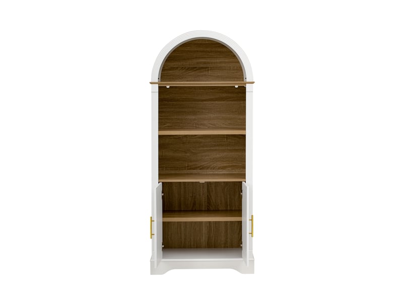 Buffet haut 76,2 x 40,1 x 180 cm avec led, 2 portes et étagère réglable, mdf blanc Jamama eleni - Conforama R