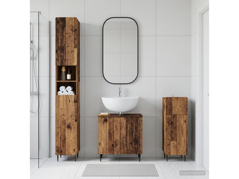 Ensemble de meuble de salle de bain 3 pièces zwolle bois ancien cf63538 - Conforama B