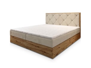 Lit avec rangement 180x200 cm <strong>MASSENO</strong> <strong></strong> coloris beige