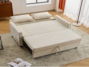 Canapé droit convertible 2 places Tissu beige