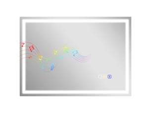 Miroir de salle de bain antibuée avec éclairage led réglable, haut-parleur bluetooth, boutons tactiles, 50 x 70 cm