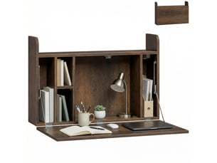 Bureau suspendu table murale table d'ordinateur murale et tablette rabattable avec rangements - 77 x 20 x 51 cm