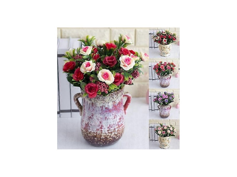  Rose artificielle romantique à 6 têtes, idéale pour la décoration de mariage, maison et jardin.blanc  - Conforama C