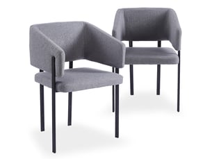 Lot de 2 chaises design et matelassées isaure métal noir et tissu gris