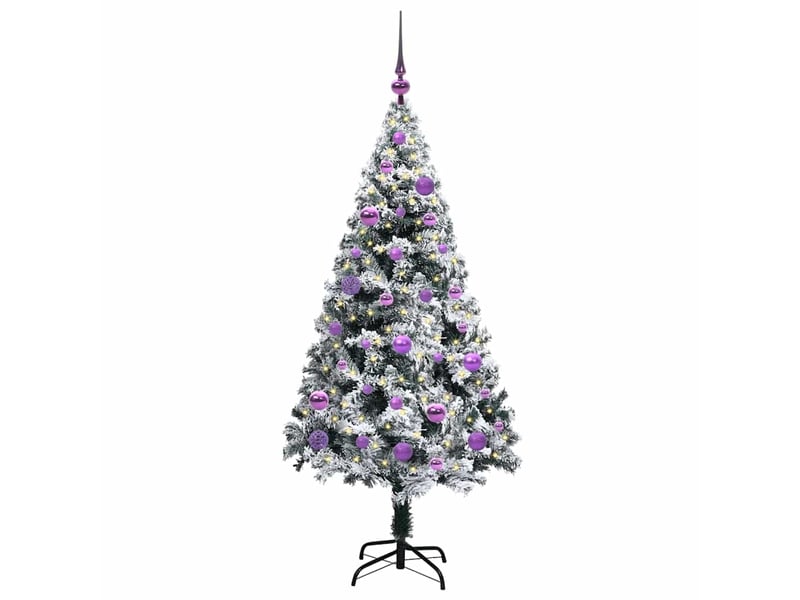  Sapin de noël artificiel, arbre de noël blanc 150 cm pvc, acier et plastique shl5646  - Conforama C