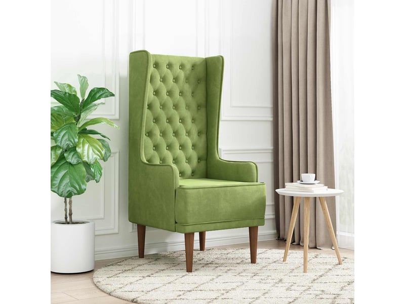  Vidaxl chaise à dossier haut avec boutons capitonnés vert clair  - Conforama B