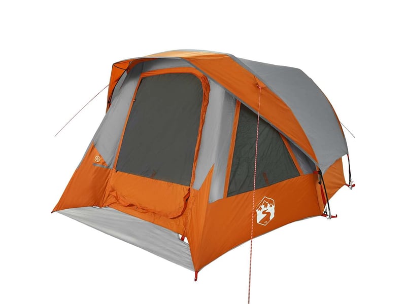  Tente de camping, tente de cabine familiale 6 personnes gris orange imperméable shl46993  - Conforama C