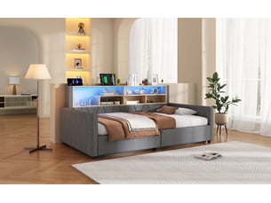 Lit coffre 90x200 cm <strong>BGSRYAO</strong>  <strong></strong> coloris gris