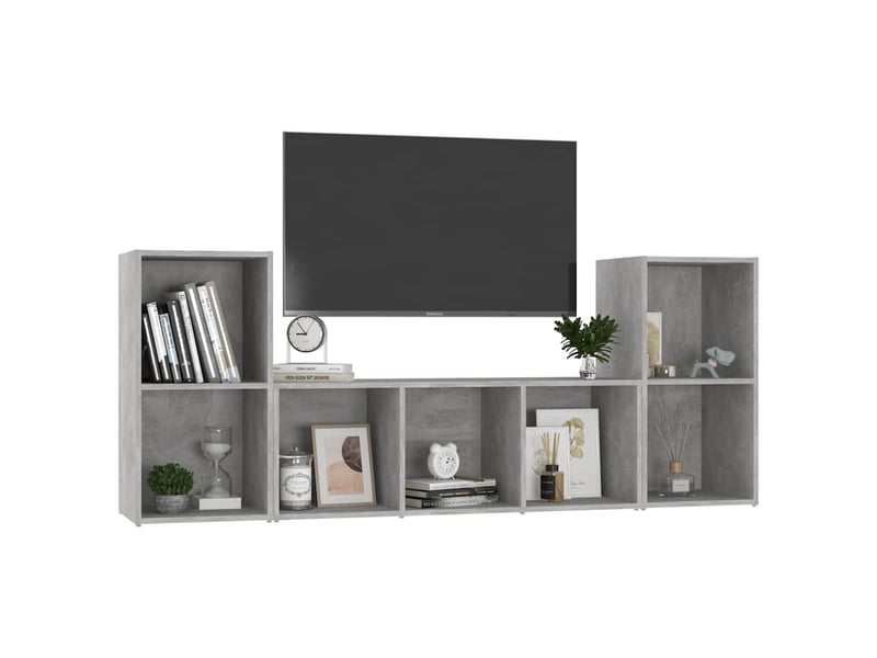  Ensemble de meubles tv 3 pcs gris béton bois d'ingénierie shl44555  - Conforama C
