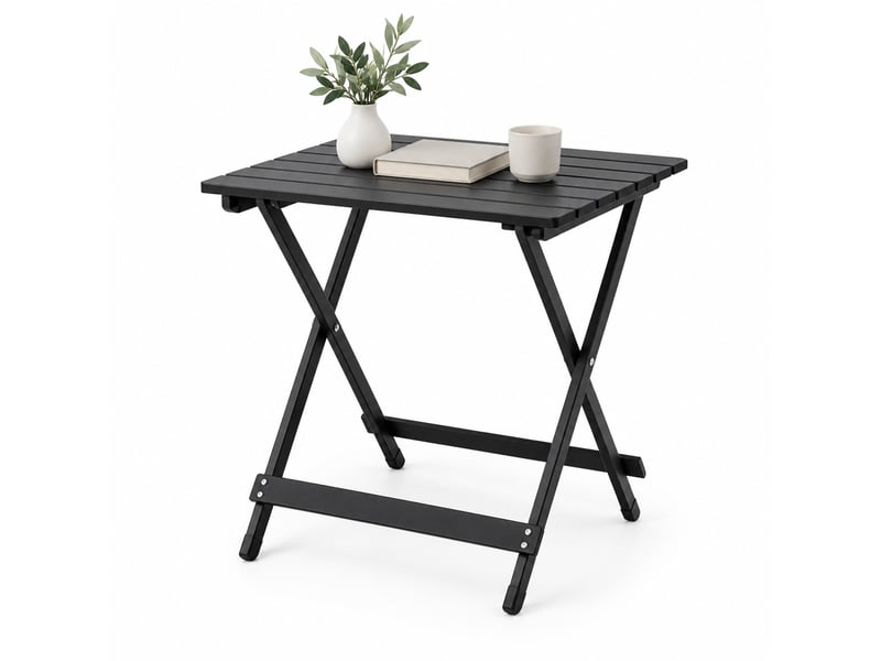  Table de balcon pliante 47 x 50,5 x 59,5 cm noire en aluminium, pour terrasse, jardin et camping  - Conforama A