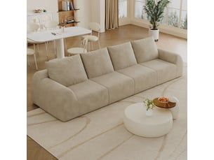 Canapé droit sans structure en mousse à récupération rapide - sans montage, tissu chenille - kaki