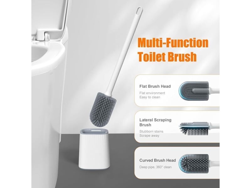  Enowelir brosse de toilette en silicone plat avec support antibactérien et séchage rapide  - Conforama C
