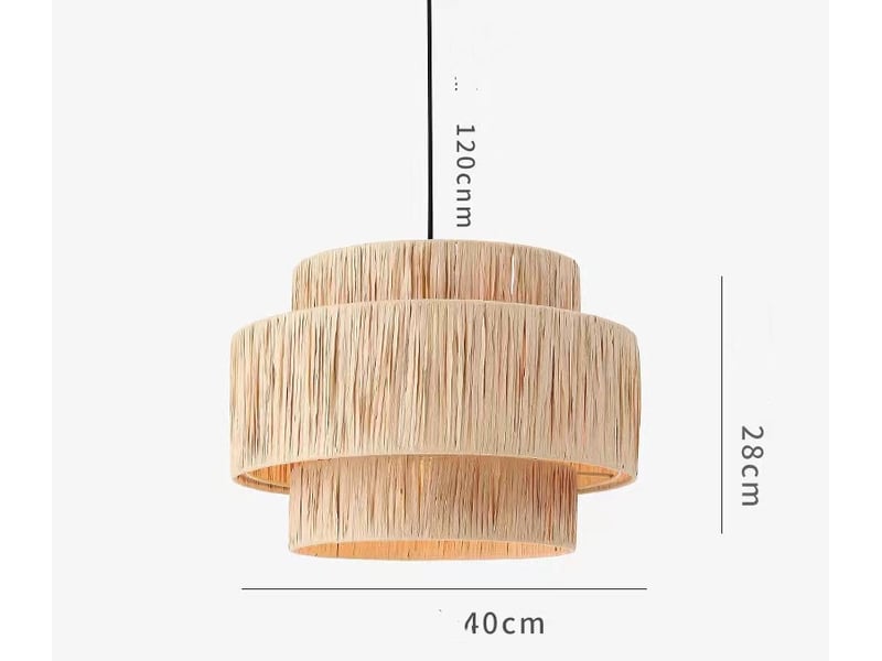Suspension luminaire lampe style bohème abat jour en jute 40x28cm - Conforama B