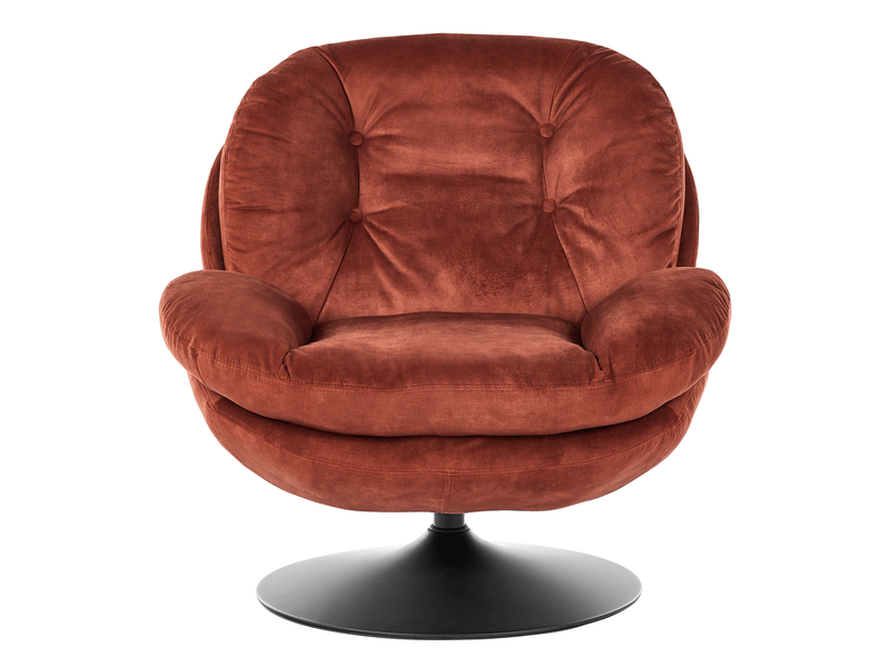  Fauteuil pivotant nolvik velours marron doré  - Conforama D