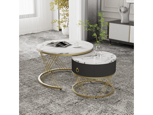 Table basse rond(e) coloris blanc <strong>MERAX</strong> <strong>table basse blanc</strong> - 70 cmx120 cm