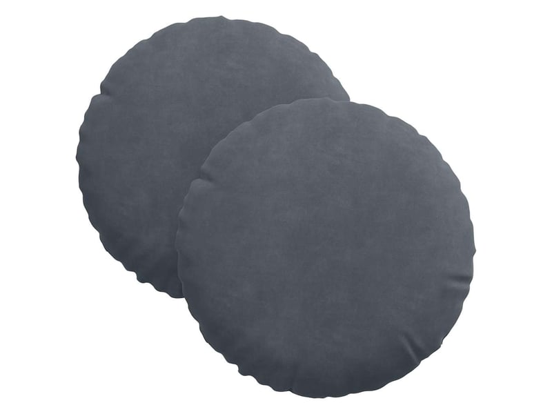  Lot de 2 coussins de siège, coussins décoratifs velours gris foncé ø30 x 13 cm cf59896  - Conforama A