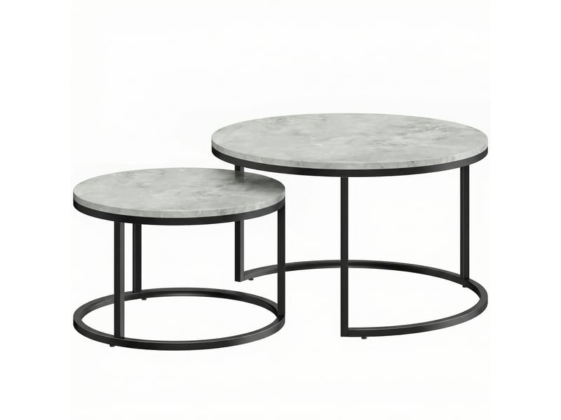  Lot de 2 tables basses gigognes empilable design pieds industriel en métal gris  - Conforama B