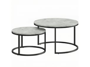 Lot de 2 tables basses gigognes empilable design pieds industriel en métal gris