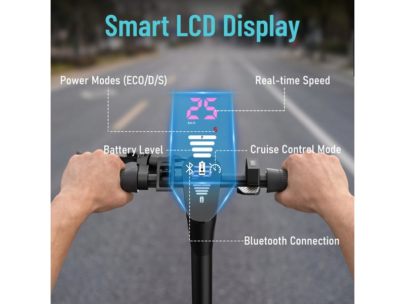  Trottinette électrique hiqis d9pro, double suspension, pneus alvéolés 10, bleu  - Conforama E
