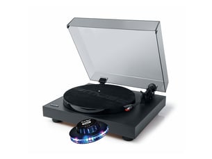 Platine vinyles muse mt-105 b avec fonction d'arrêt automatique et adaptateur d'enregistrement 45 tr-min noir, lumière ovni
