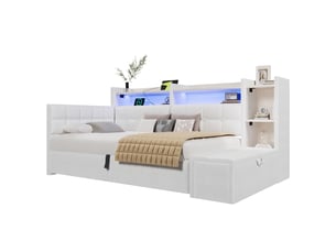 Lit banquette 90x200 cm <strong>SAPGAKS</strong> <strong></strong> coloris blanc