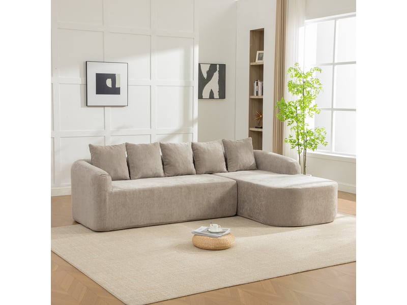 Canapé d'angle modulable en chenille 3 places gris - sans montage assise moelleuse - Conforama R