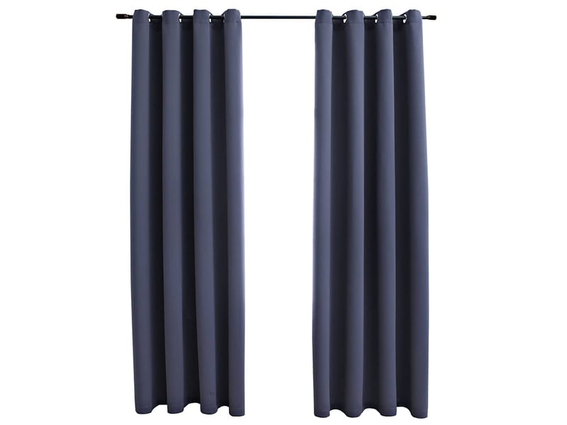  Lot de 2 rideaux occultants, rideaux black-out avec anneaux métal anthracite 140x225cm cf44858  - Conforama A