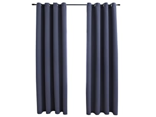 Lot de 2 rideaux occultants, rideaux black-out avec anneaux métal anthracite 140x225cm cf44858