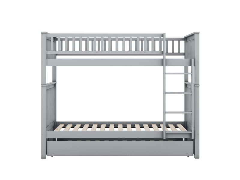  Lit superposé triple gris 90x200 cm, lit gigogne, escalier et garde-corps  - Conforama A