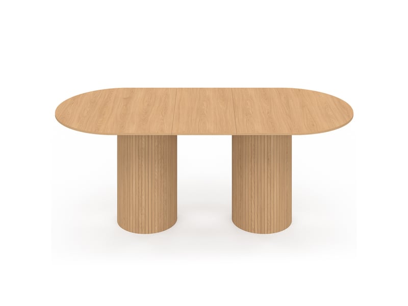 Table à manger extensible ovale juliette  6-10 personnes pieds cylindriques effet lattes 160-200 cm  - Conforama C