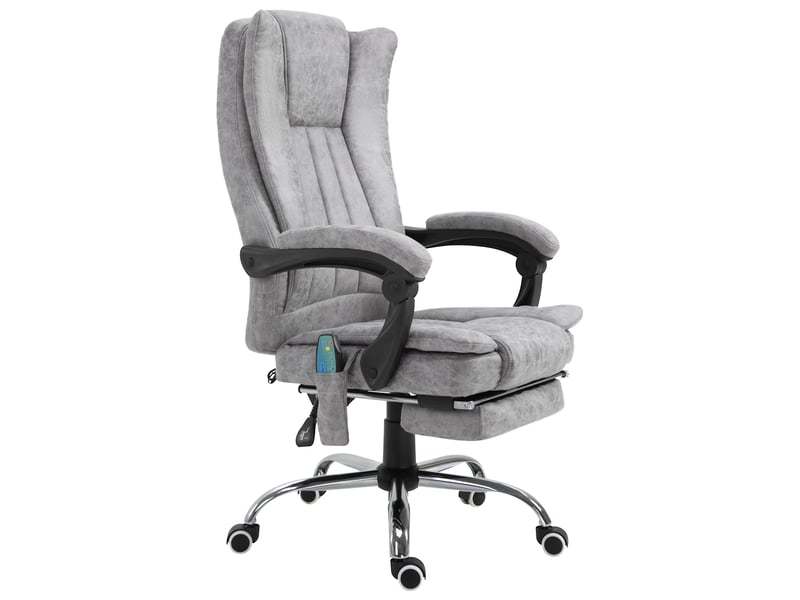  Fauteuil de bureau massant et chauffant, hauteur et inclinaison réglables, 62 x 67 x 113-120 cm, gris  - Conforama B