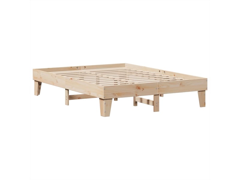  Lit double- lit adulte -  cadre de lit sans matelas 150x200 cm bois de pin massif  - Conforama B