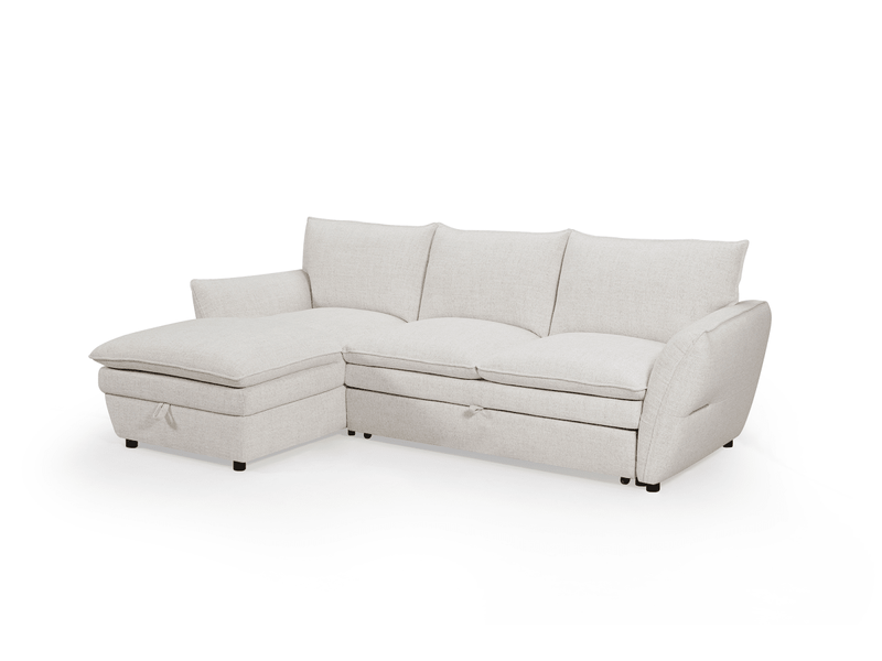  Canapé d'angle convertible avec coffre en tissu beige capucine - angle gauche SF772-M2-BEI - Conforama D