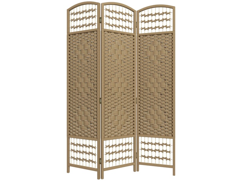  Paravent pliable à 3 panneaux en corde de papier, 120x170 cm, style naturel pour chambre  - Conforama B