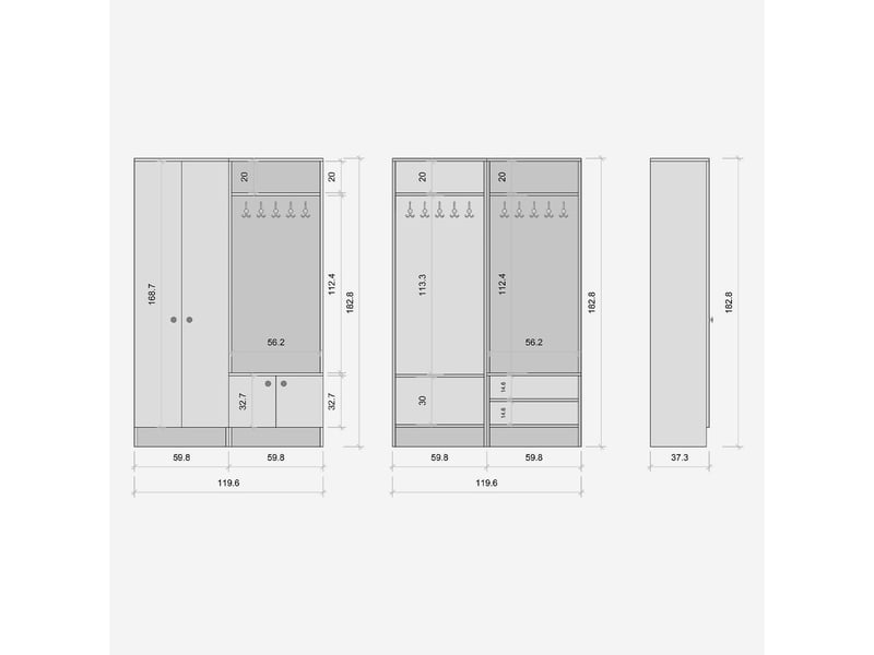  Meuble d'entrée avec porte-manteau et armoire vestiaire nythos  - Conforama E