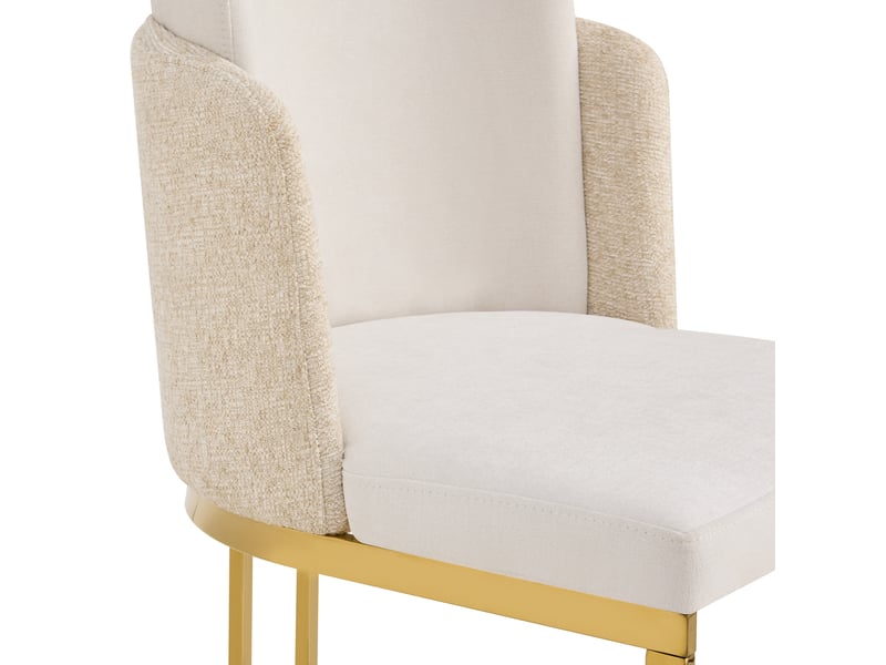  Lot de 4 chaises de salle à manger,61,5x53,5x86 cm,chenille,beige et doré  - Conforama D