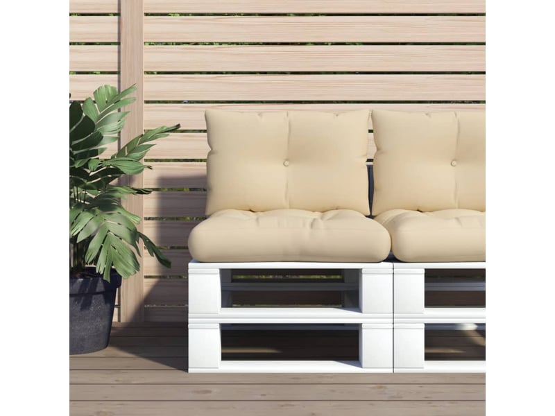 Lot de 2 coussins de palette, coussins de canapé beige tissu cf59488 - Conforama B