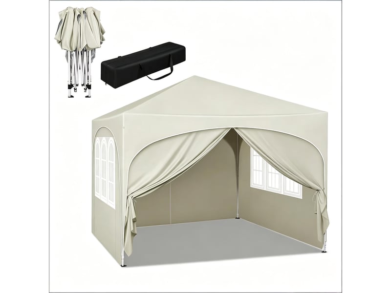 Tente pliante pop-up grise 3x3 m, protection uv upf50+, avec sac de transport  - Conforama A