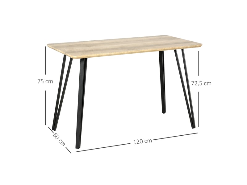  Table à manger rectangulaire pieds métal noir en épingles 120 x 60 x 75 cm  - Conforama C