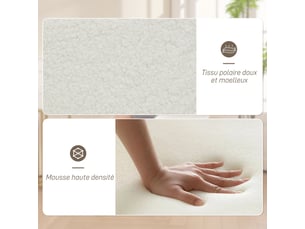 Fauteuil de salon pivotant capitonné grand confort piètement en acier et tissu effet polaire blanc teddy