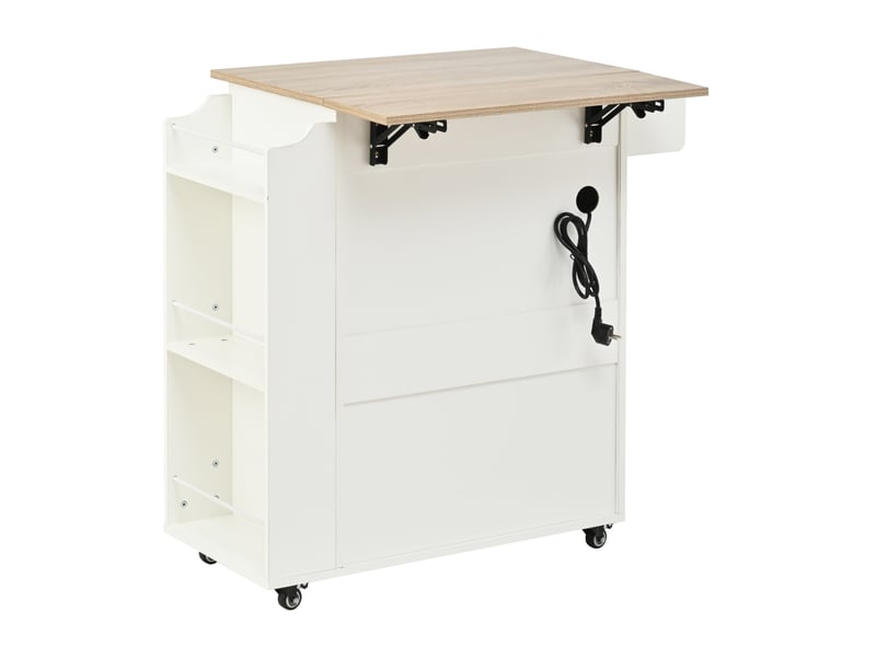  Desserte de cuisine 66 x 40-60 x 90 cm blanche en mdf, plan de travail rabattable avec rangement mobile  - Conforama E